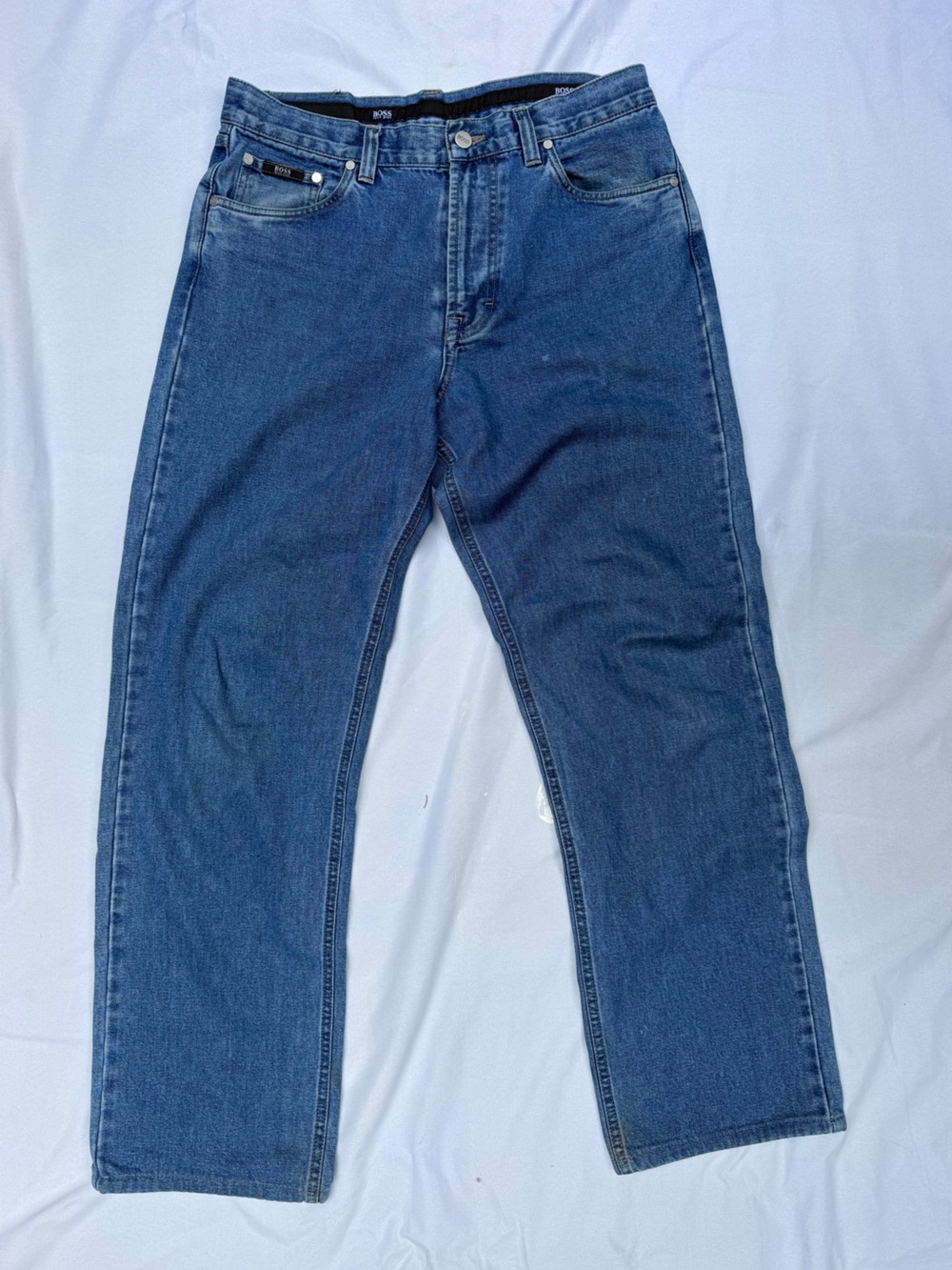 Hugo Boss Men's Dark Blue Straight-Leg Denim Jeans